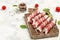 Kofta kebab or chevapchichi. sausages minced meat wrapped in bacon. Healthy fats, clean eating for weight loss