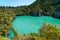 Koh Mae Mother Island and its inland saltwater lagoon called Emerald Lake Thale Nai in Ang Thong National Marine Park