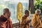 Koh Phangan thailand 28.09.2015 - Buddha monks pray ceremony Put hands together