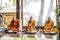 Koh Phangan thailand 28.09.2015 - Buddha monks pray ceremony Put hands together