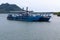 KOH PHANGAN, THAILAND - AUGUST 31, 2013: Ferry boat conveying passengers to Koh Phangan island port.