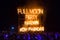 Koh Phangan / Thailand | May 13 2016: A burning sign in a famous Fullmoon Party on the Haadrin Beach at Koh Phangan, Thailand