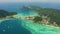 Koh Phi Phi Don - Aerial view of bay in andaman sea from View Point. Paradise coast of tropical island Phi-Phi Don. Krabi Province