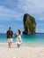 Koh Poda Beach Krabi Thailand, a couple of men and woman on the beach in thailand