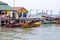 Koh Rong island, Cambodia - April 7, 2018: Seaside view with dive center and boats. Tourist place on tropical island