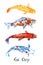 Koi carp collection, isolated on white hand painted watercolor illustration