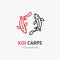 Koi Carps Fish Sign Thin Line Icon Emblem Concept. Vector