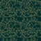 Koi chinese carp seamless pattern. Vector deep green background with gold fish