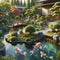 Koi Elegance: Serene Japanese Garden Pond