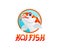 Koi fish or carp fish cartoon character, illustration and logo design. Japan culture, aquarium and underwater life, vector