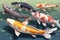 Koi fish   clean detailed, digital illustration artwork, animals, marine life