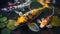 Koi fish in a colorful pond photographed  Generate AI