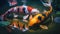 Koi fish in a colorful pond photographed  Generate AI