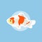 Koi Fish icon, Cute Cartoon Funny Character with Colorful Fish, Swim in water â€“ Flat Design