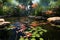 Koi fish in the pond in the garden. 3d render, AI Generated