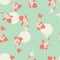 Koi fish seamless background on mint background, vector