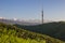 Kok Tobe hill and mountains view in spring, Almaty, Kazakhstan