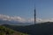 Kok Tobe hill and mountains view in spring, Almaty, Kazakhstan