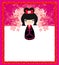 Kokeshi doll on the pink background