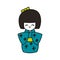 Kokeshi, japanese traditional doll doodle icon, vector illustration