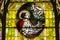 Kokomo - Circa November 2016: Church Stained Glass Portraying Cherubs and Saint Cecilia, the Patron Saint of Musicians I