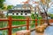 Kokura-jo Castle, Japanese Castle in Katsuyama Park, full of red leaves in autumn leaves at Kitakyushu, Fukuoka Prefecture, Japan