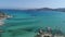 Kolimpithres beach on Paros island in the Cyclades in Greece viewed from the sky