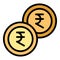 Kolkata coin icon vector flat