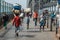 Kolkata, India - February 2, 2020: Unidentified pedestrians walks over Howrah bridge on February 2 in Kolkata, India