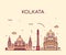 Kolkata skyline trendy vector illustration linear