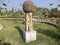 Kolkata, West Bengal/India - February 18, 2014: Wooden decorated mushroom shaped structure on green field or park openly for publi
