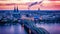 Koln Germany city skyline, Cologne skyline during sunset ,Cologne bridge with cathedral Germany Europe