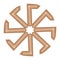 Kolovrat, an ancient Slavic symbol, decorated with Scandinavian patterns. Beige fashion design