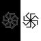 Kolovrat symbol icon. Solar Slavic symbol. Kolowrot with eight rays. Isolated icon in black with white outline. Esoteric