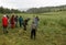 Kolyvan, Altai Territory, Russia - July 23, 2009. In the summer on a cloudy day, a people of different ages actively relax in nat