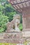 Komainu lion-dog statue in Ujigami Shinto Shrine in Uji, Japan