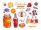 Kombucha homemade tea collection. Vector hand drawn illustration.