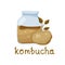 Kombucha tea banner flat hand drawn illustration