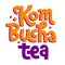 Kombucha vector hand written lettering, original calligraphy. Healthy fermented probiotic tea. Superfood drink. Template