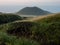 Komezuka volcanic cone after sunset - in Aso caldera, Kumamoto prefecture, Japan