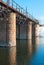 Kommunar dam, a pedestrian bridge over the Miass river