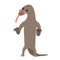 Komodo dragon standing on two legs animal cartoon character vector illustration