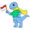 Komodo dragons celebrate Indonesia independence, doodle icon image kawaii