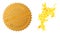 Komodo Island Map Collage of Gold Particles and Metallic Sri Lanka Island Seal