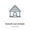 Konark sun temple outline vector icon. Thin line black konark sun temple icon, flat vector simple element illustration from