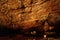 Koneprusy, Czech Republic, 24 July 2021: Natural dripstone rock formations with stone decoration in Koneprusy limestone caves in
