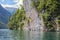 Konigssee near German Berchtesgaden surrounded with vertical mountains