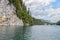 Konigssee near German Berchtesgaden surrounded with vertical mountains