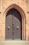 Konin, Poland - June 3, 2017: View on entrance to church of St. BartÅ‚omiej in polish town Konin