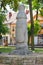 Konin, Poland - June 3, 2017: View on historic pole as oldest road sign in Polish town Konin